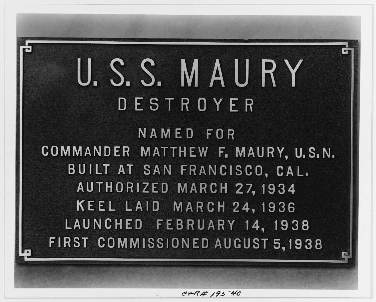 Photo #: 19-N-19540  USS Maury (DD-401)