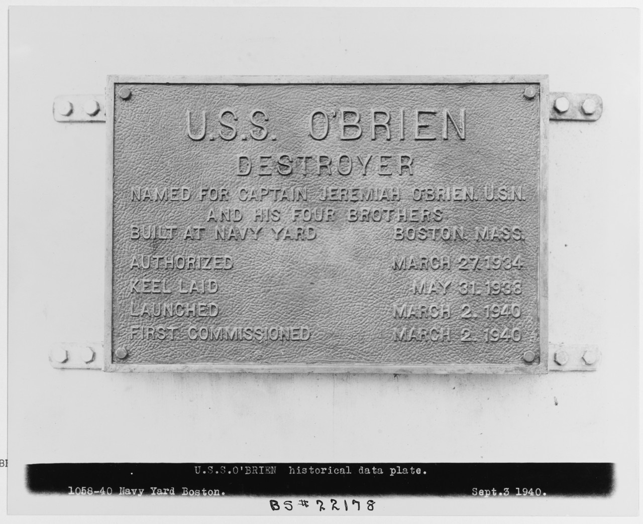 Photo #: 19-N-22178  USS O'Brien (DD-415)