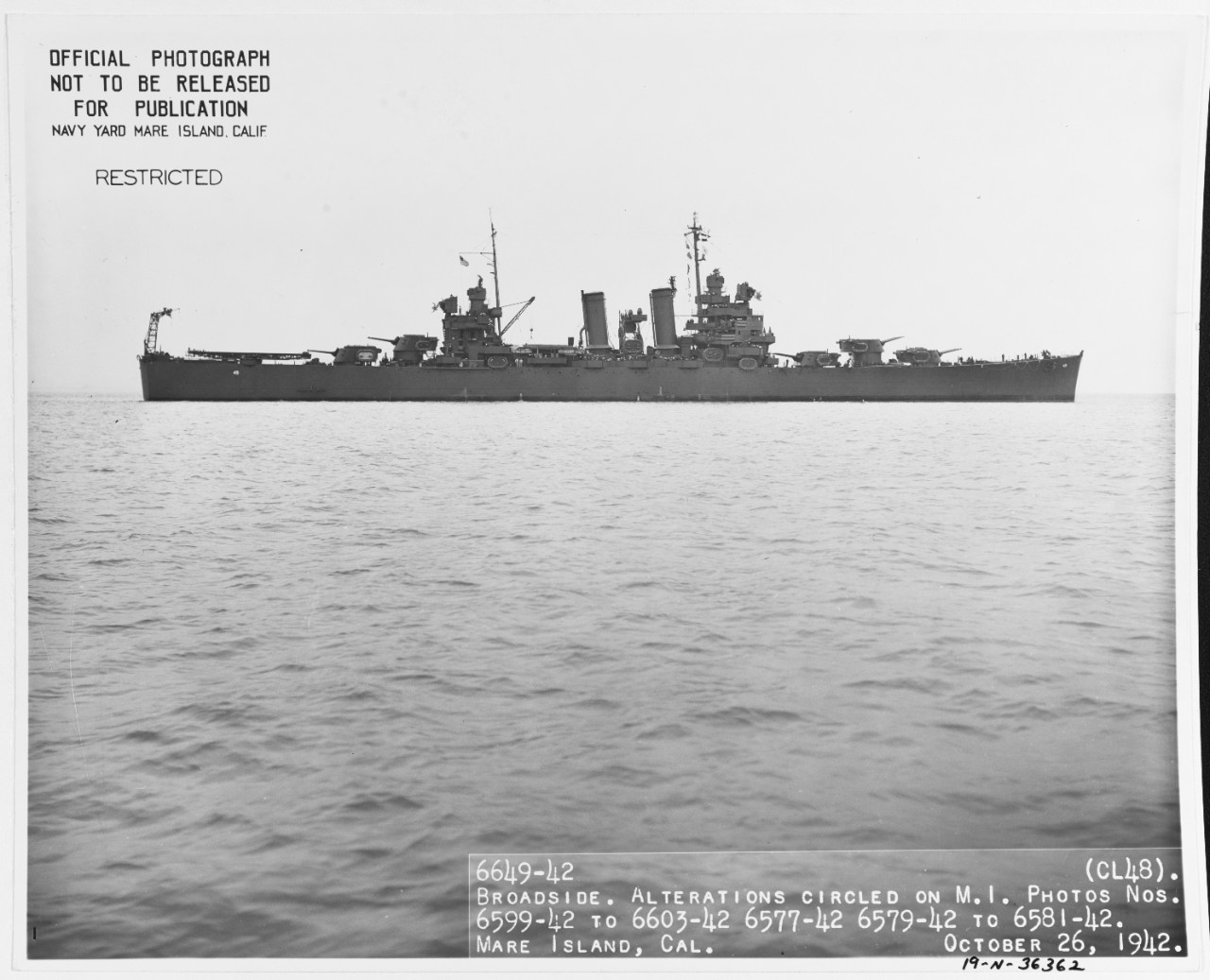 Photo #: 19-N-36362  USS Honolulu (CL-48)