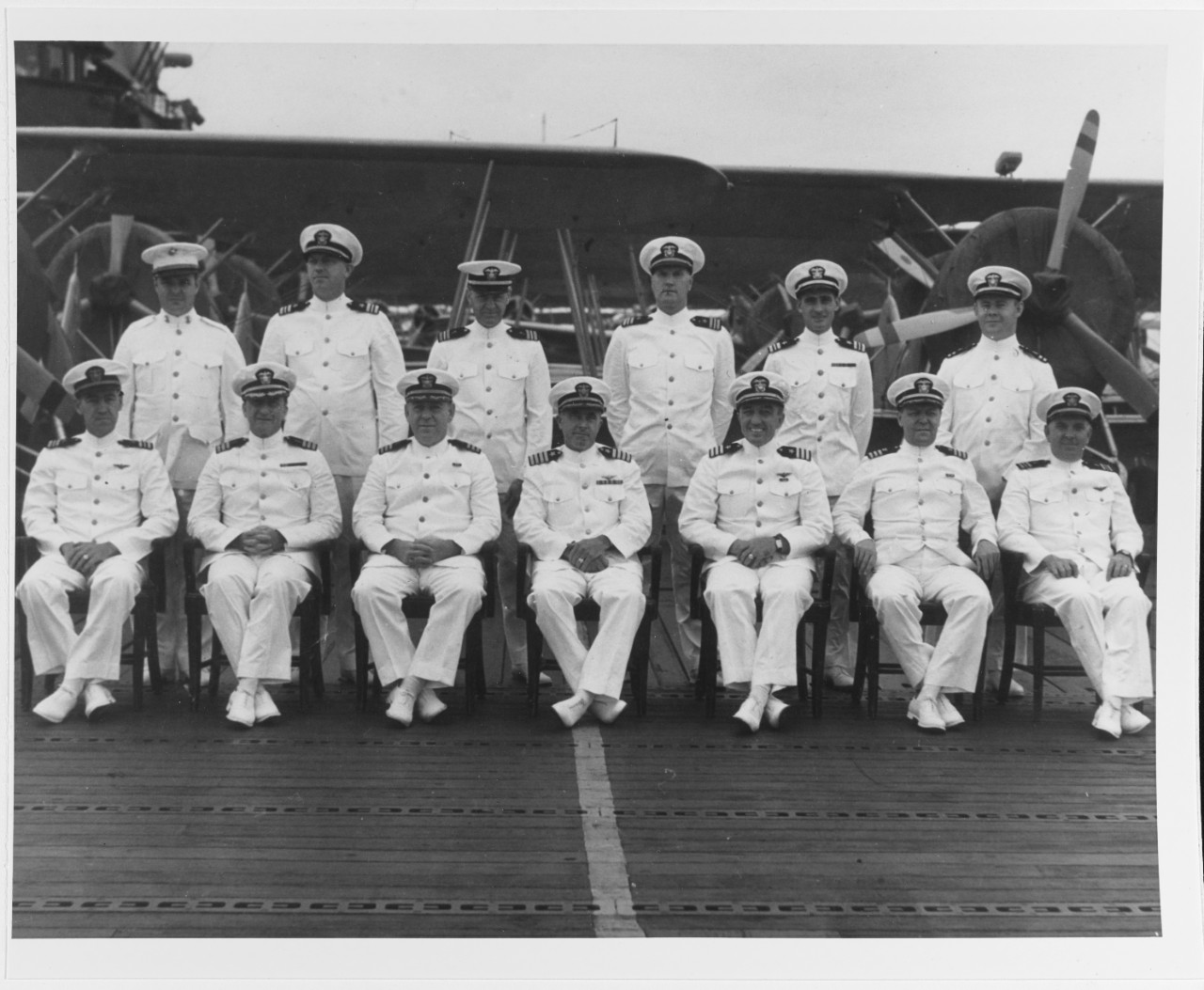 Photo #: 80-CF-8005-1 USS Ranger (CV-4) Those seated in the front row are (left to right): Standing in the rear row are (left to right):