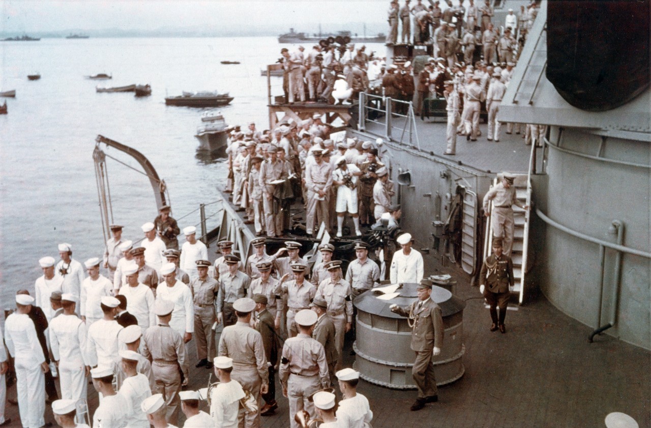 Photo #: 80-G-K-15394 (Color)  Surrender of Japan, Tokyo Bay, 2 September 1945