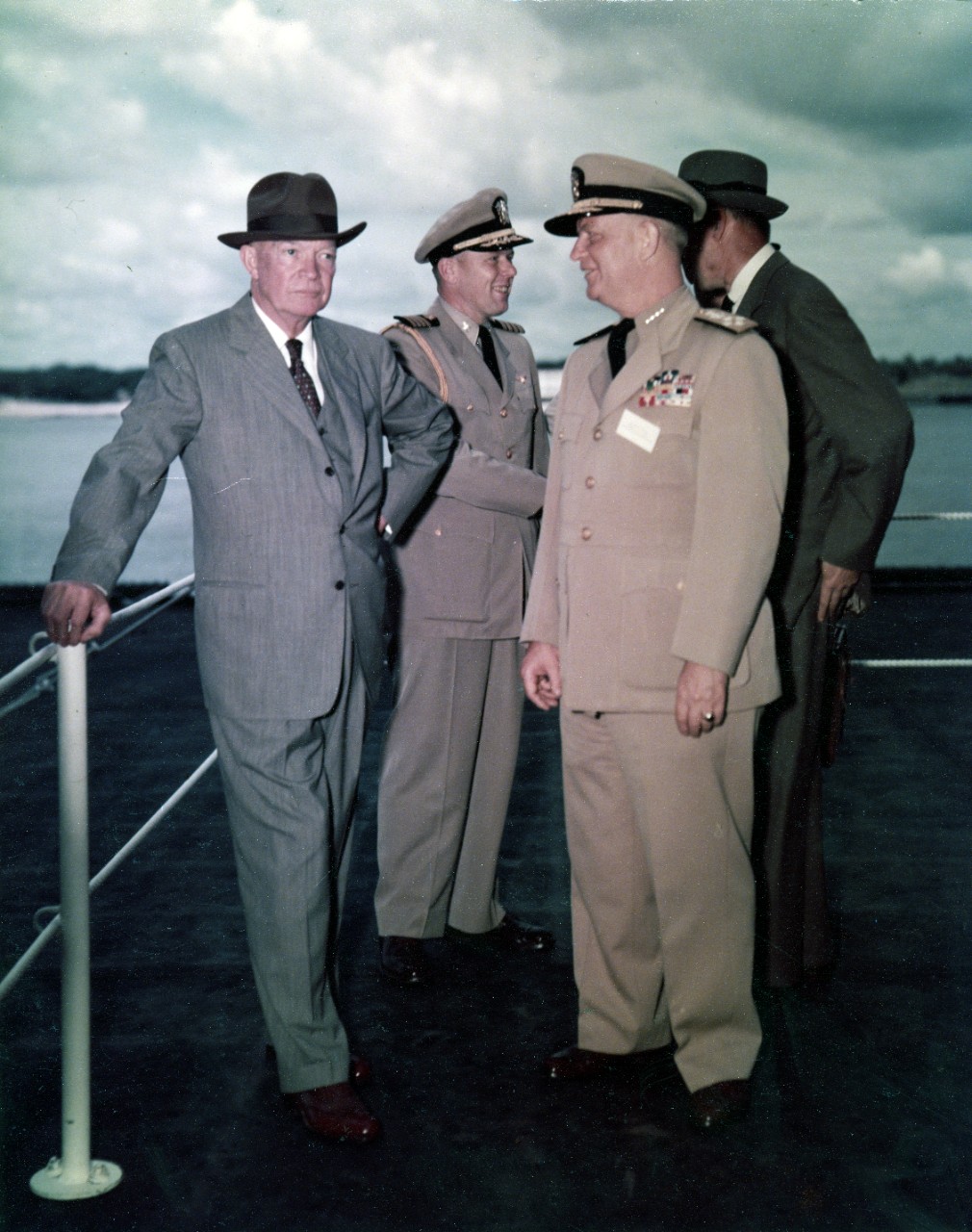 Photo #: 80-G-K-22608 (Color)  President Dwight D. Eisenhower (left), with Admiral Arleigh A. Burke, USN, Chief of Naval Operations