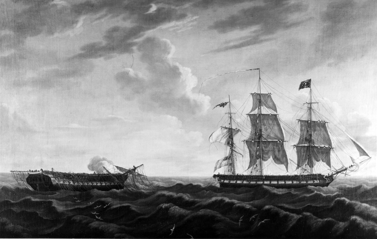 Photo #: K-26255 Action between USS Constitution and HMS Guerriere, 19 August 1812