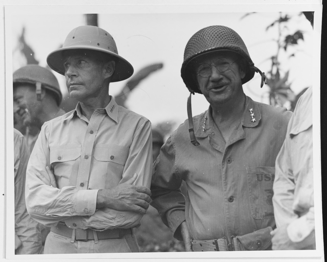 Photo #: 80-G-287225  Admiral Raymond A. Spruance, USN,  Commander, Fifth Fleet (left), and Lieutenant General Holland M. Smith, USMC  Commander, Fifth Amphibious Corps