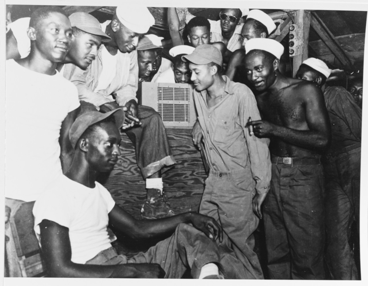 Photo #: 80-G-338464  Peace Celebrations at Naval Amphibious Base, Manus, Admiralty Islands, 15 August 1945