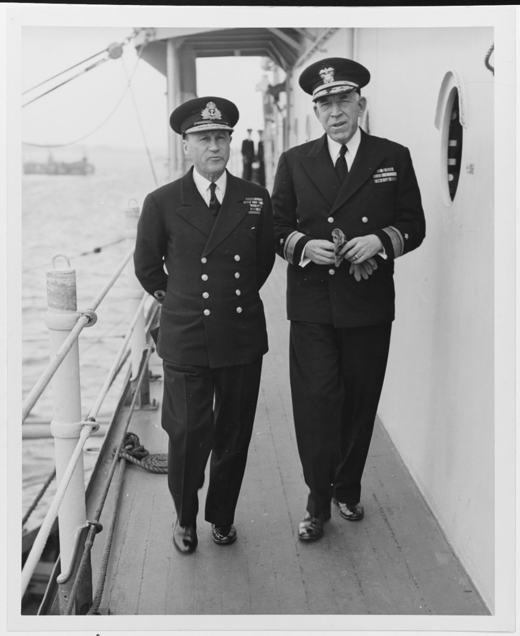Photo #: 80-G-45713  Admiral Sir Bertram Ramsay, Royal Navy Rear Admiral John L. Hall, Jr., USN