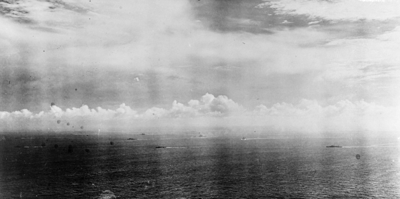 Japanese fleet off Samar, 25 October 1944. Photo by a plane from USS Hornet (CV-12).