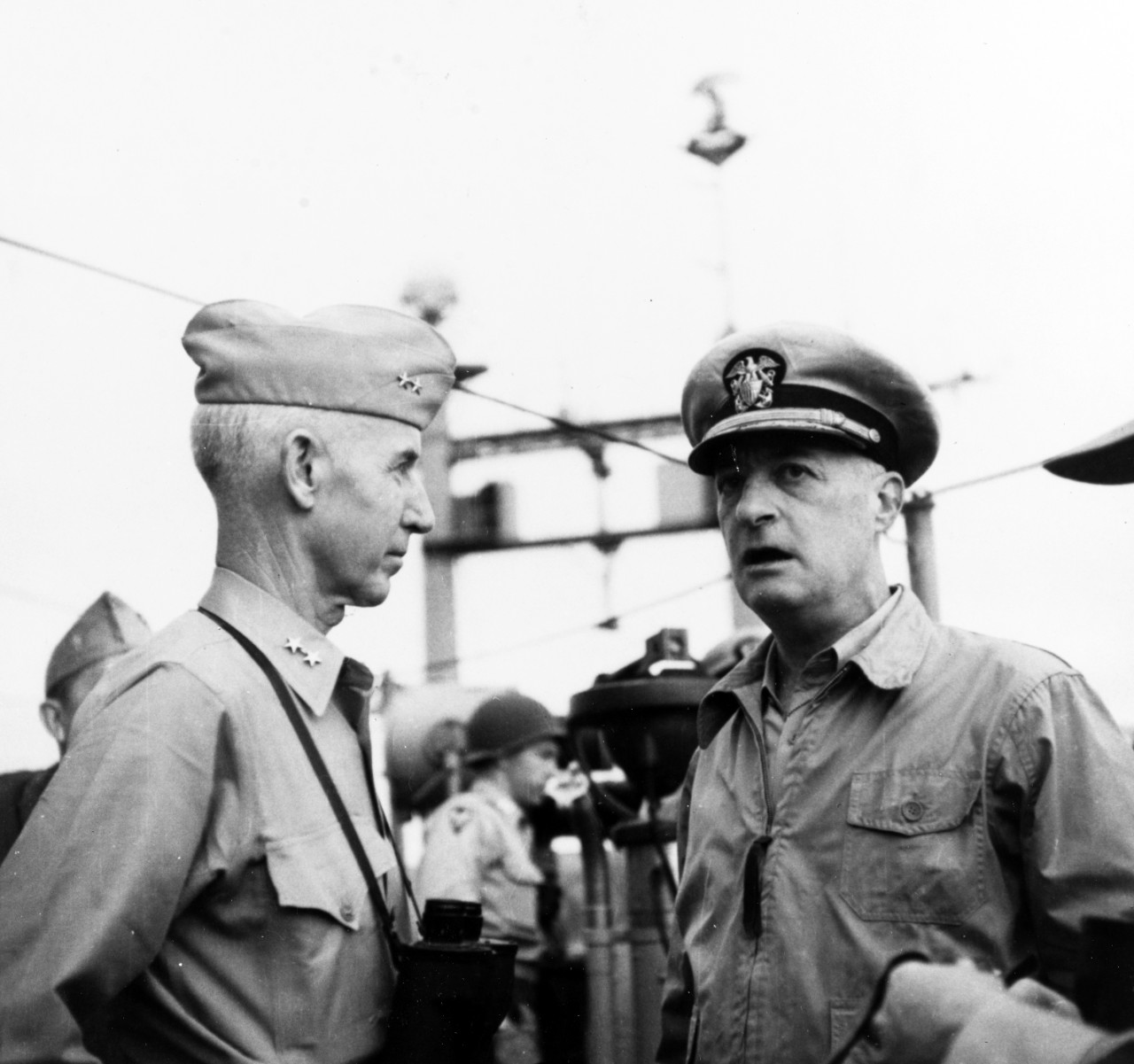 Photo #: 80-G-423190  Major General Oliver P. Smith, USMC, Rear Admiral James H. Doyle, USN,