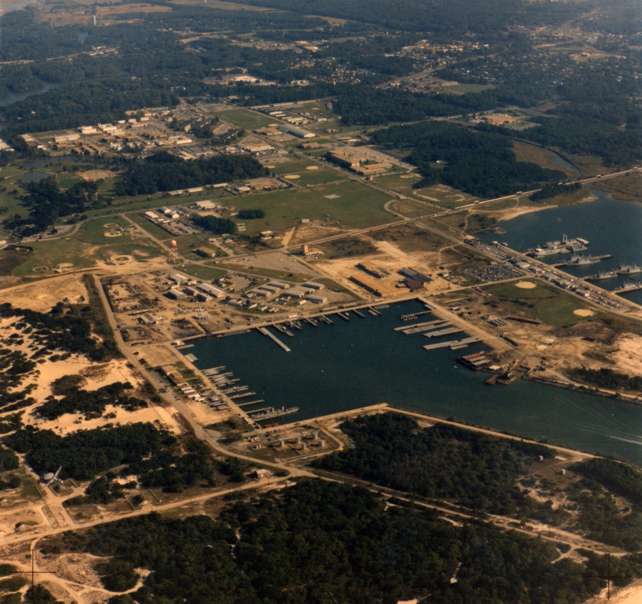 An aerial view of Naval Amphibious Base, Little Creek, VA - 1982