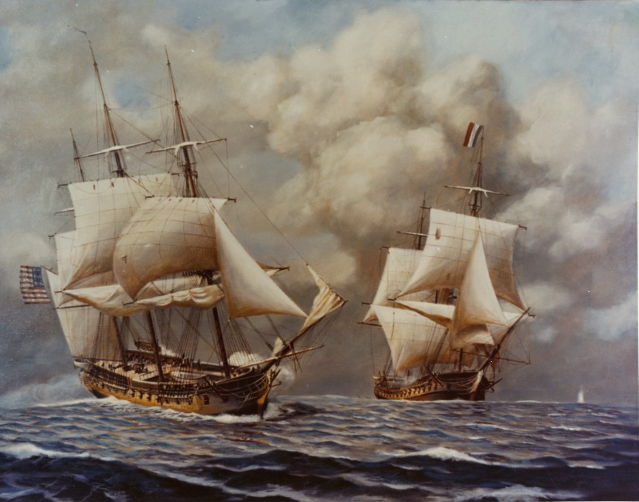 Photo #: KN-2882 Action between U.S. Frigate Constellation and French Frigate Insurgente, 9 February 1799
