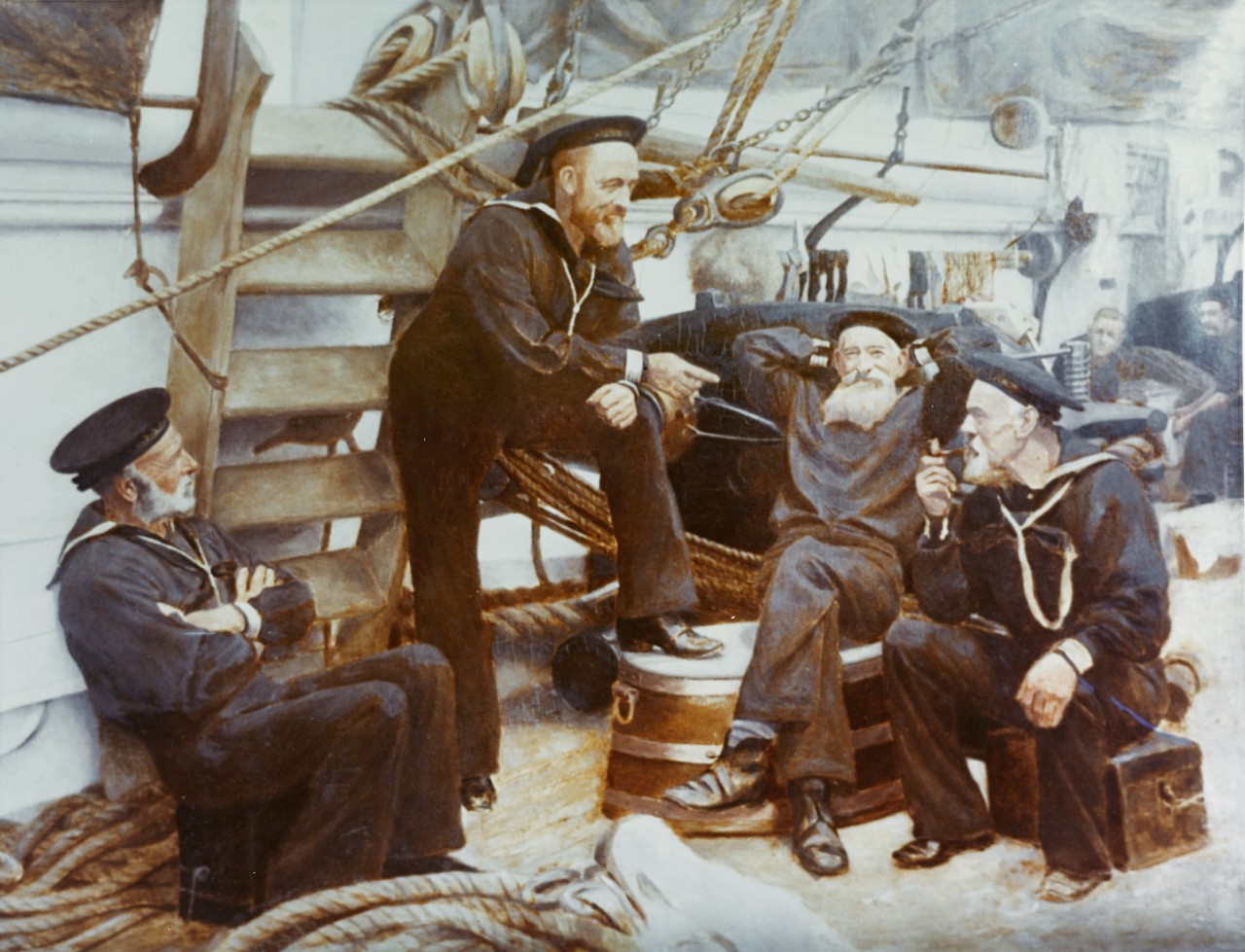 Photo #: KN-10866 &quot;The Old Navy&quot; (&quot;Spinning a Yarn&quot; aboard USS Mohican, 1888)