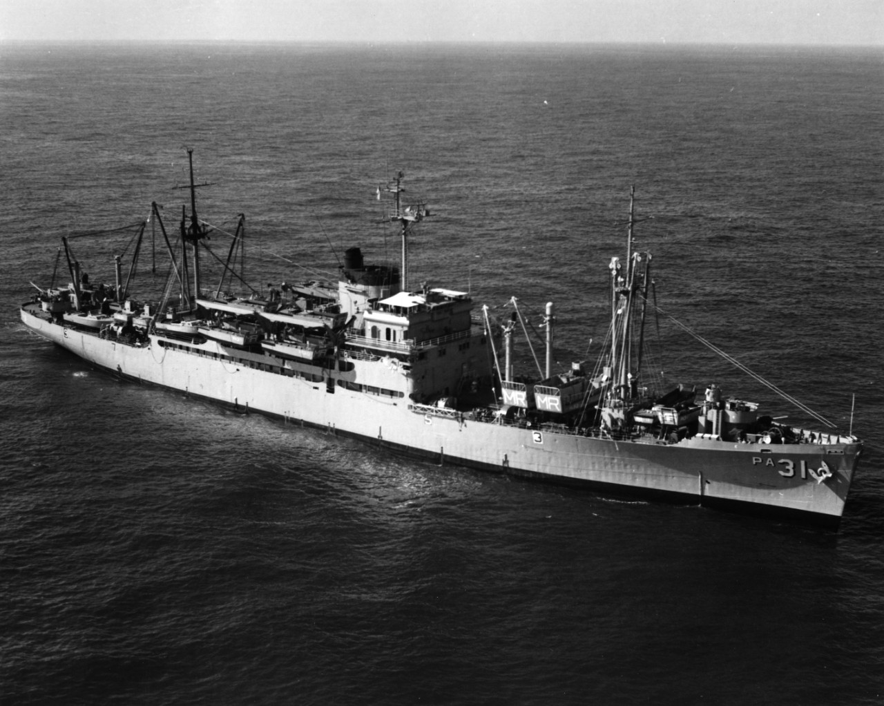 USS Monrovia (APA-31) heads out into Hampton Roads