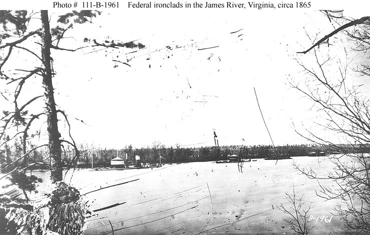 Photo #: 111-B-1961  Federal ironclads in the James River, Virginia