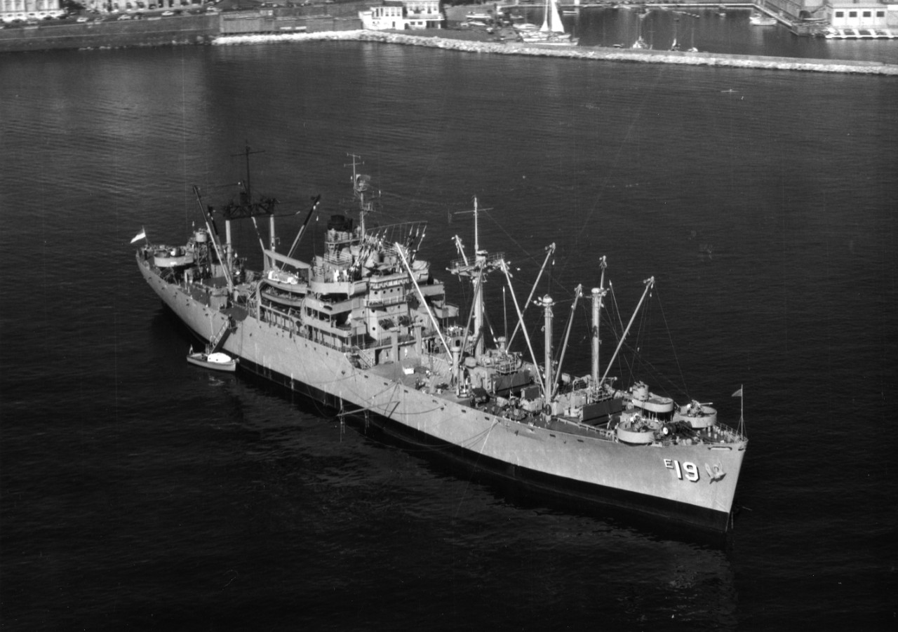 USS Diamond Head (AE-19) anchored off Naples, Italy.