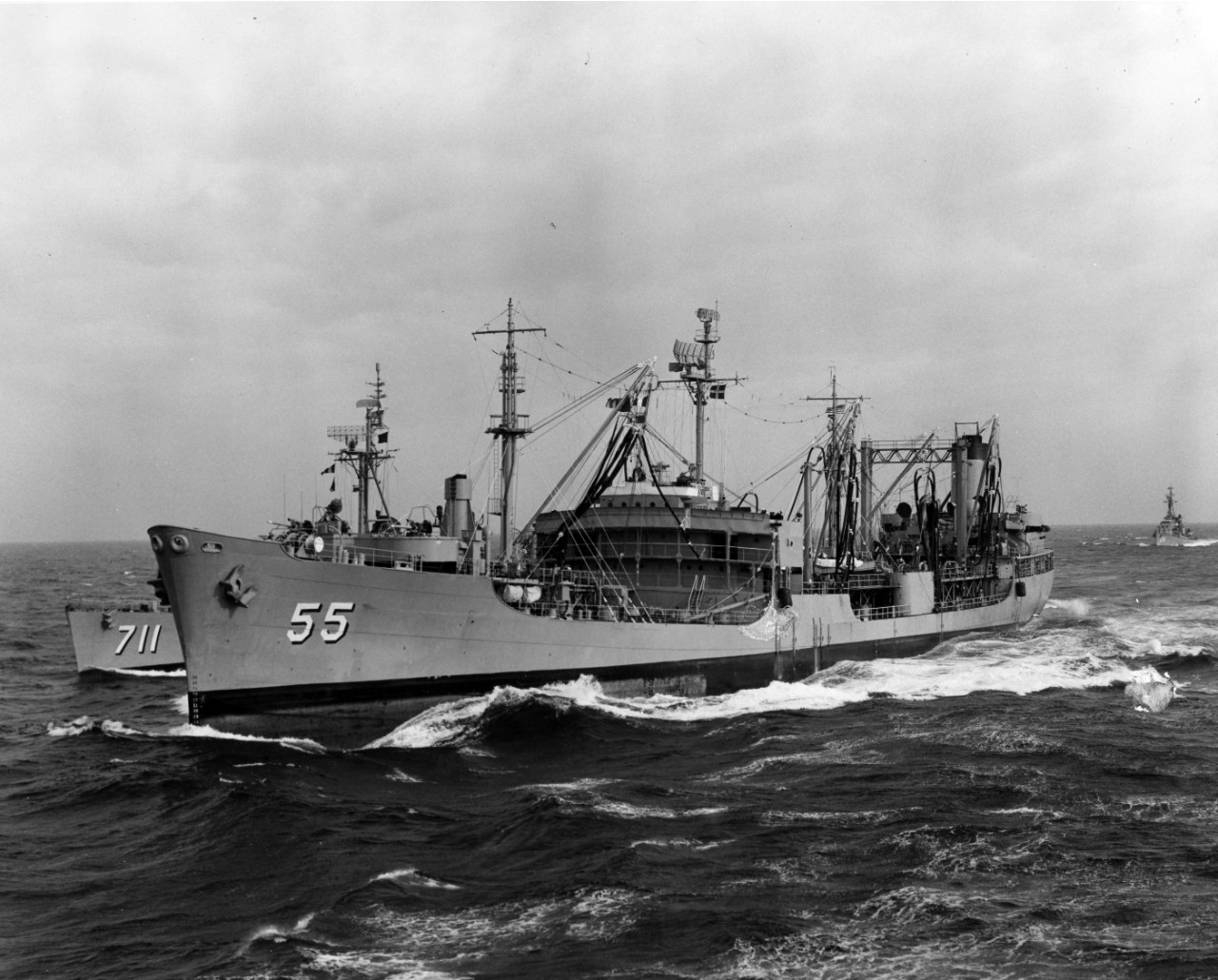Port view of USS Elokomin (AO-55), January 19, 1962.