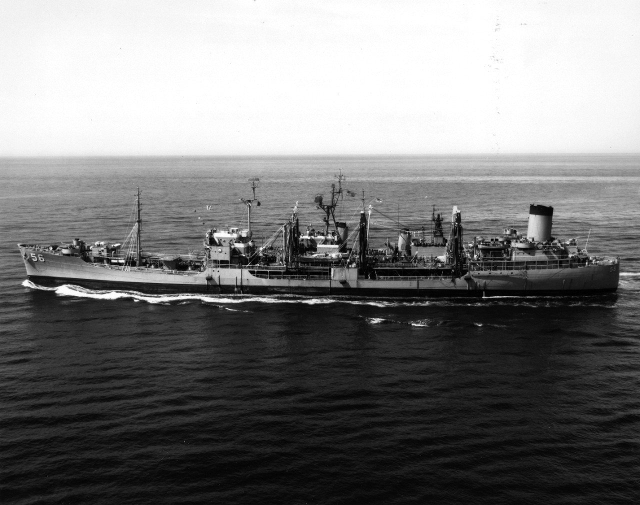 Fleet oiler USS Aucilla (AO-56) underway in the Mediterranean Sea