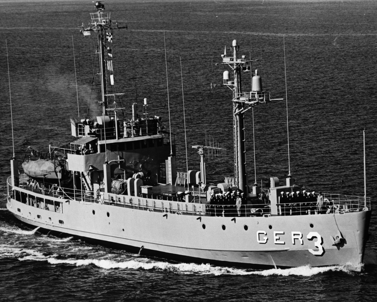 USS Palm Beach (AGER-3) departs Puget Sound Naval Shipyard