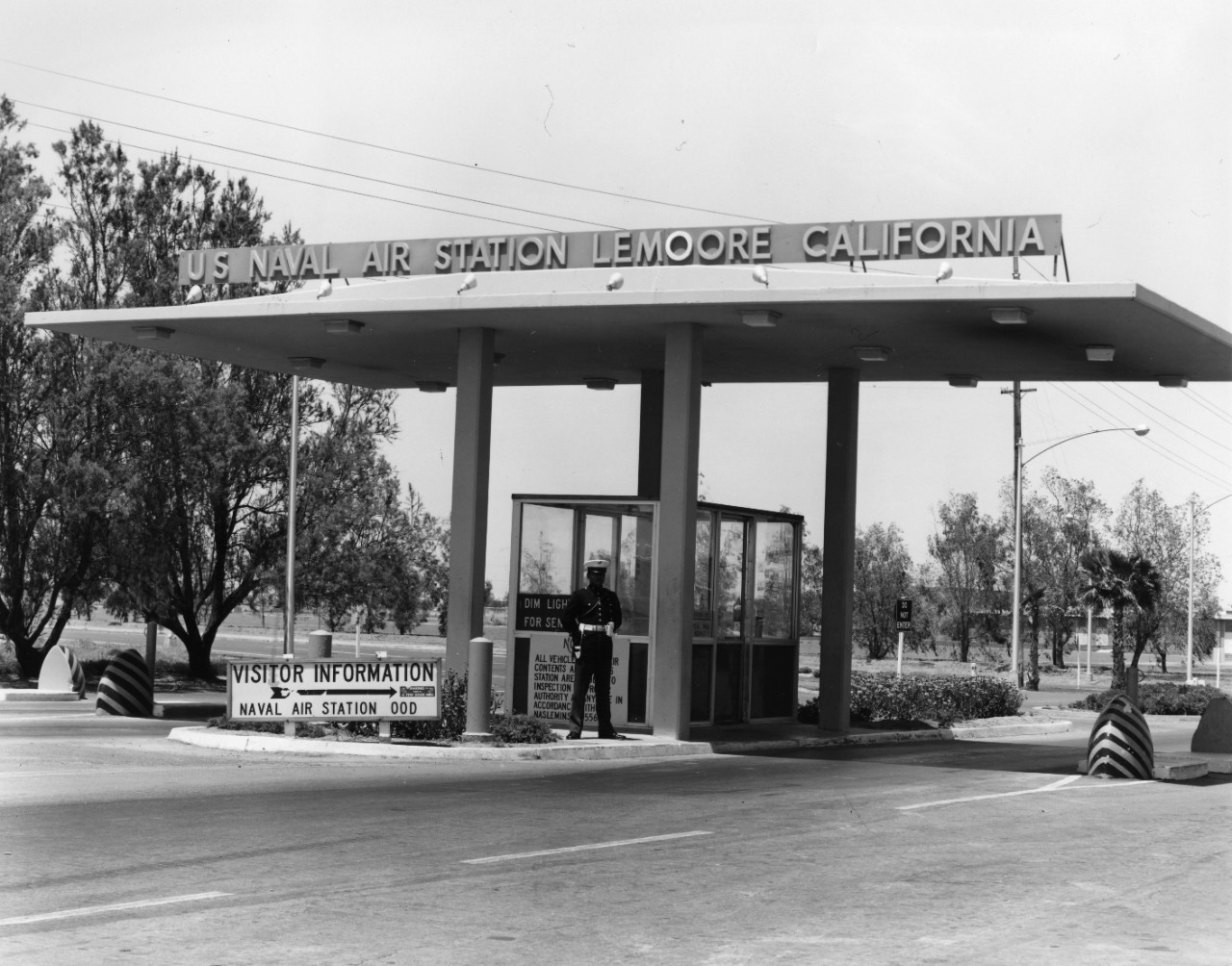 The front gate of Naval Air Station Lemoore, California