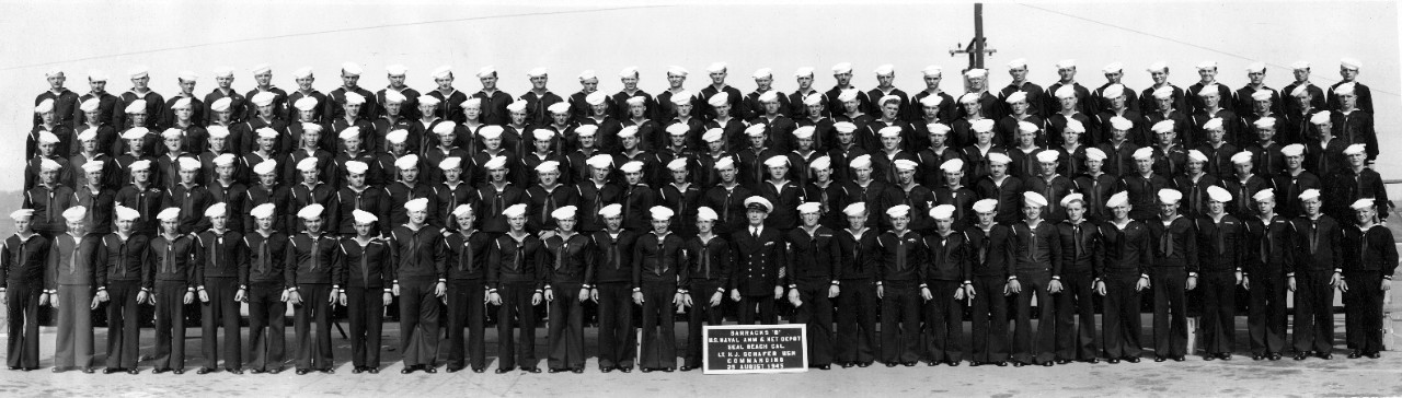 Crewmembers of Barracks "B", US Naval Ammunition and Net Depot, Seal Beach, CA - August 25, 1945