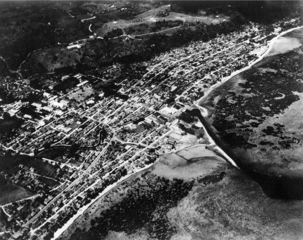 Aerial of Agana, Guam from the north east. Taken from an altitude of 2500'. June 3, 1940. 