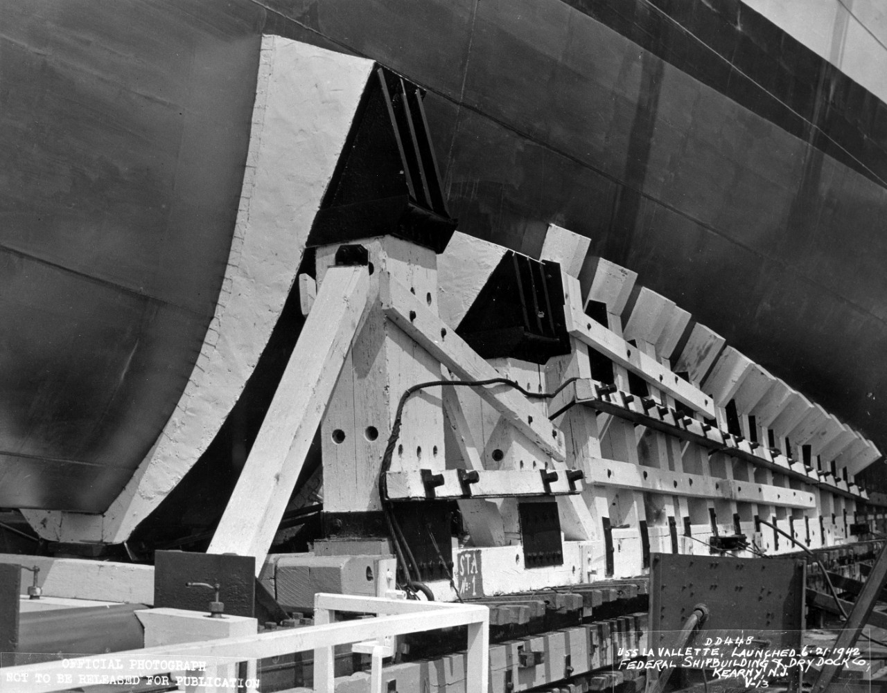 USS LaVallette (DD-448) - launched June 21, 1942, Federal Shipbuilding & Drydock Co., Kearny, NJ. 