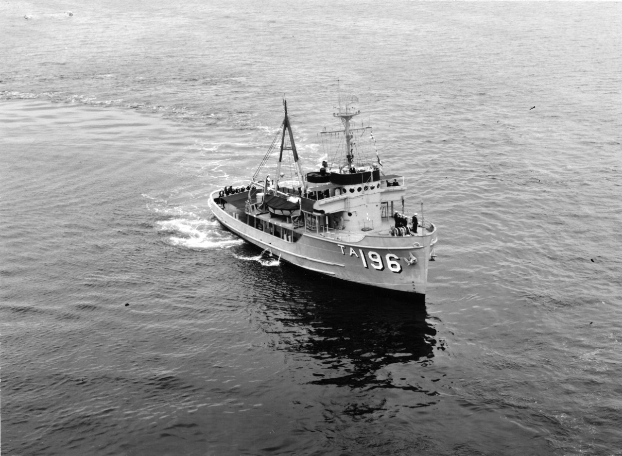 USS Mahopac (ATA-196) underway. Photo may have been taken 11 April 1961 in Toyko Bay, near Yokusuka, Japan.