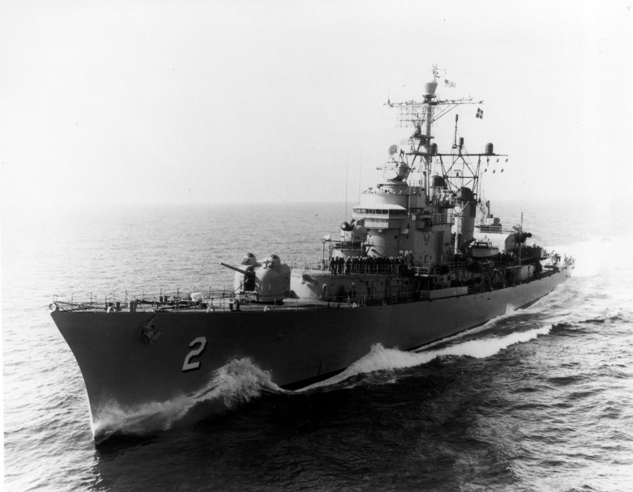 USS Mitscher (DL-2) at sea.
