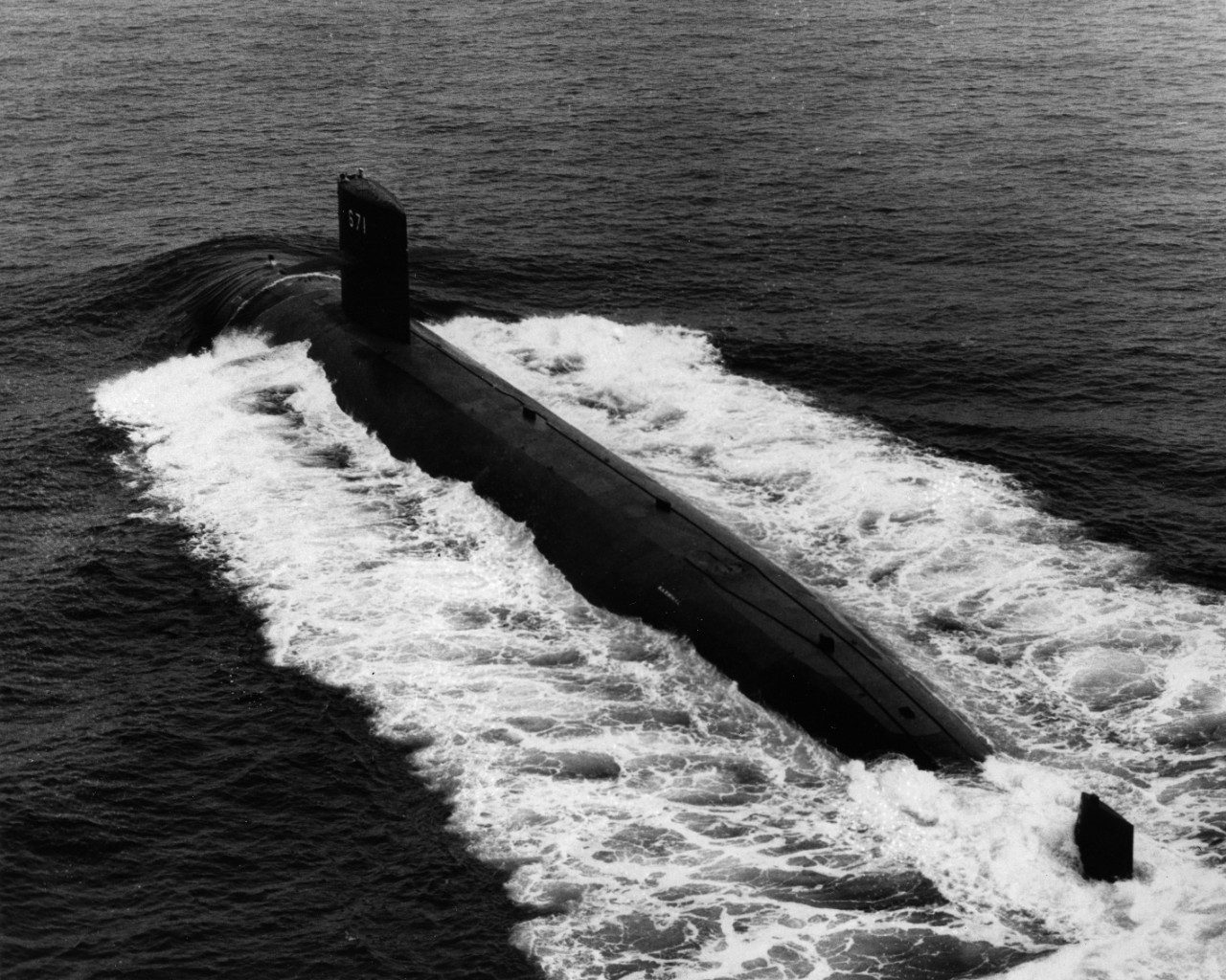 Nuclear submarine Narwhal (SSN-671) underway in a photo taken prior to commissioning