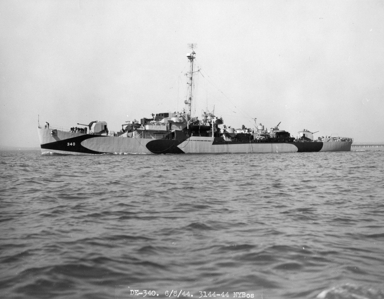 USS O'Flaherty (DE-340) underway, possibly off Boston Navy Yard