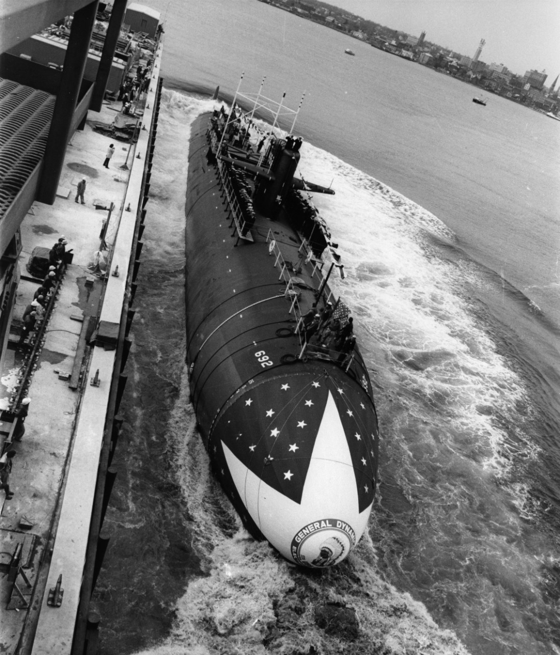 Launching of USS Omaha (SSN-692) at Electric Boat, Groton, Connecticut