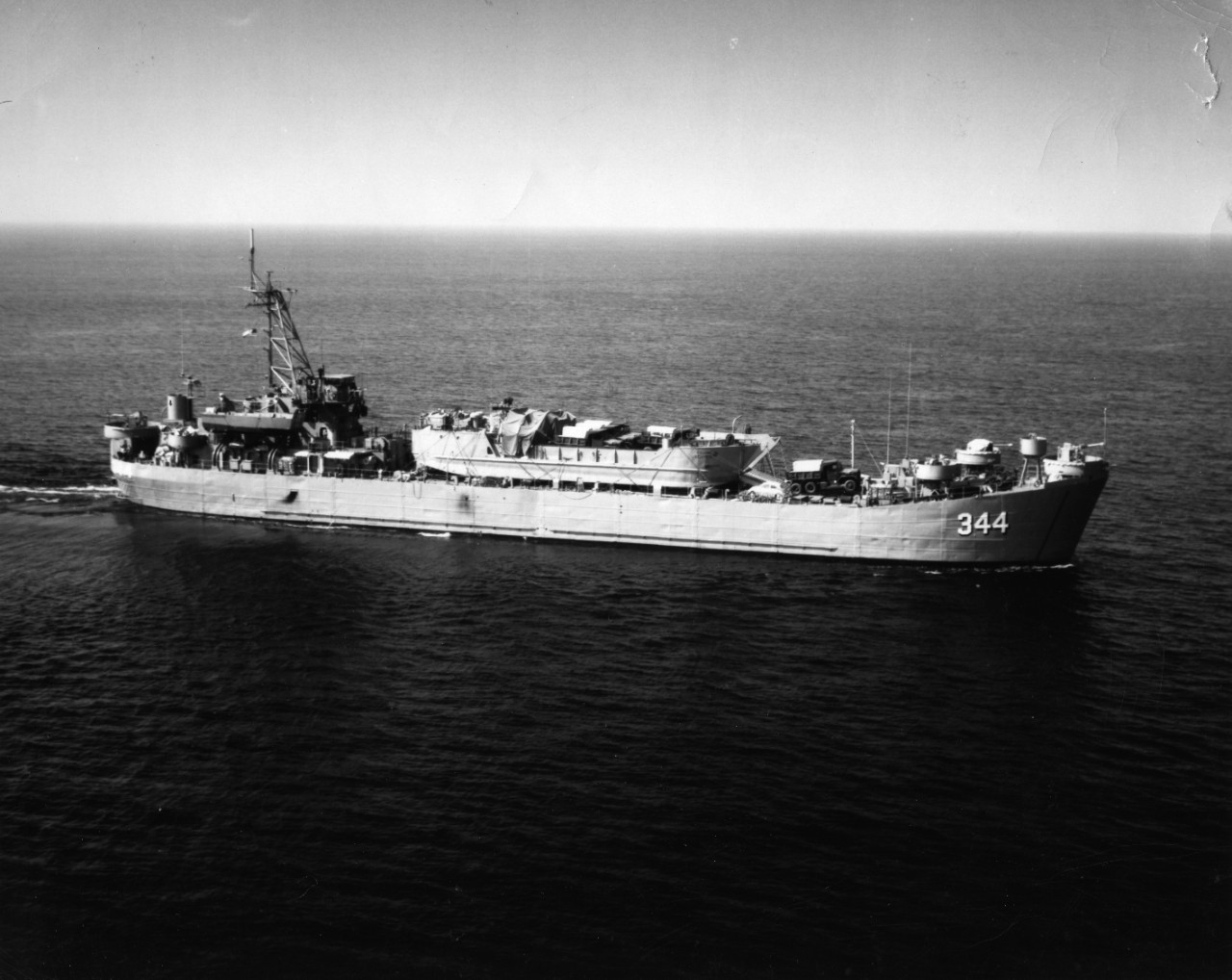 USS Blanco County (LST-344) off Guam in the 1960s.