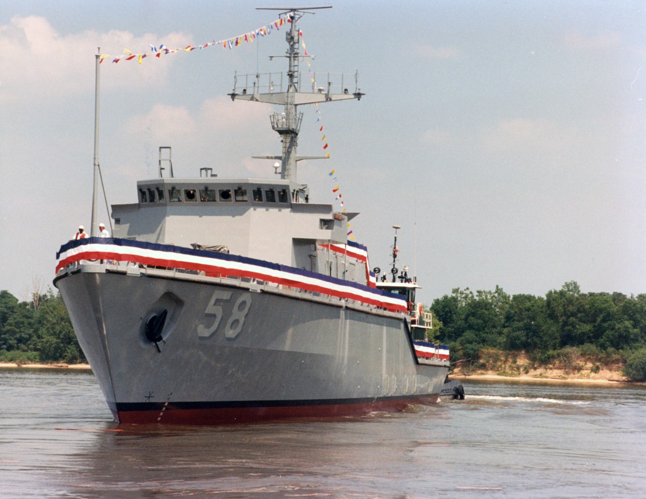 USS Blackhawk (MHC-58), post launching ceremony, at Savannah, GA