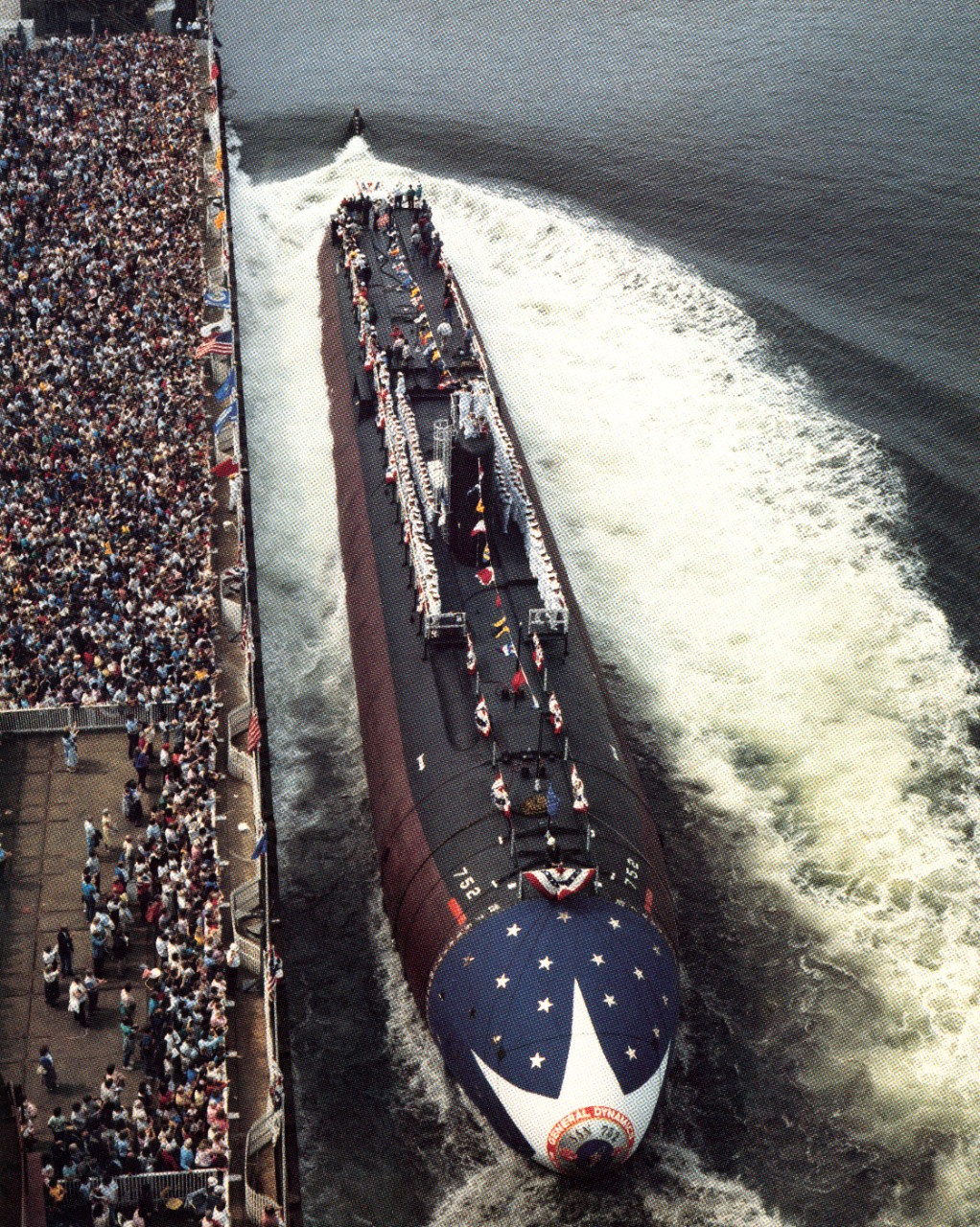 Launching of USS Pasadena (SSN-752) at Electric Boat, Groton, Connecticut