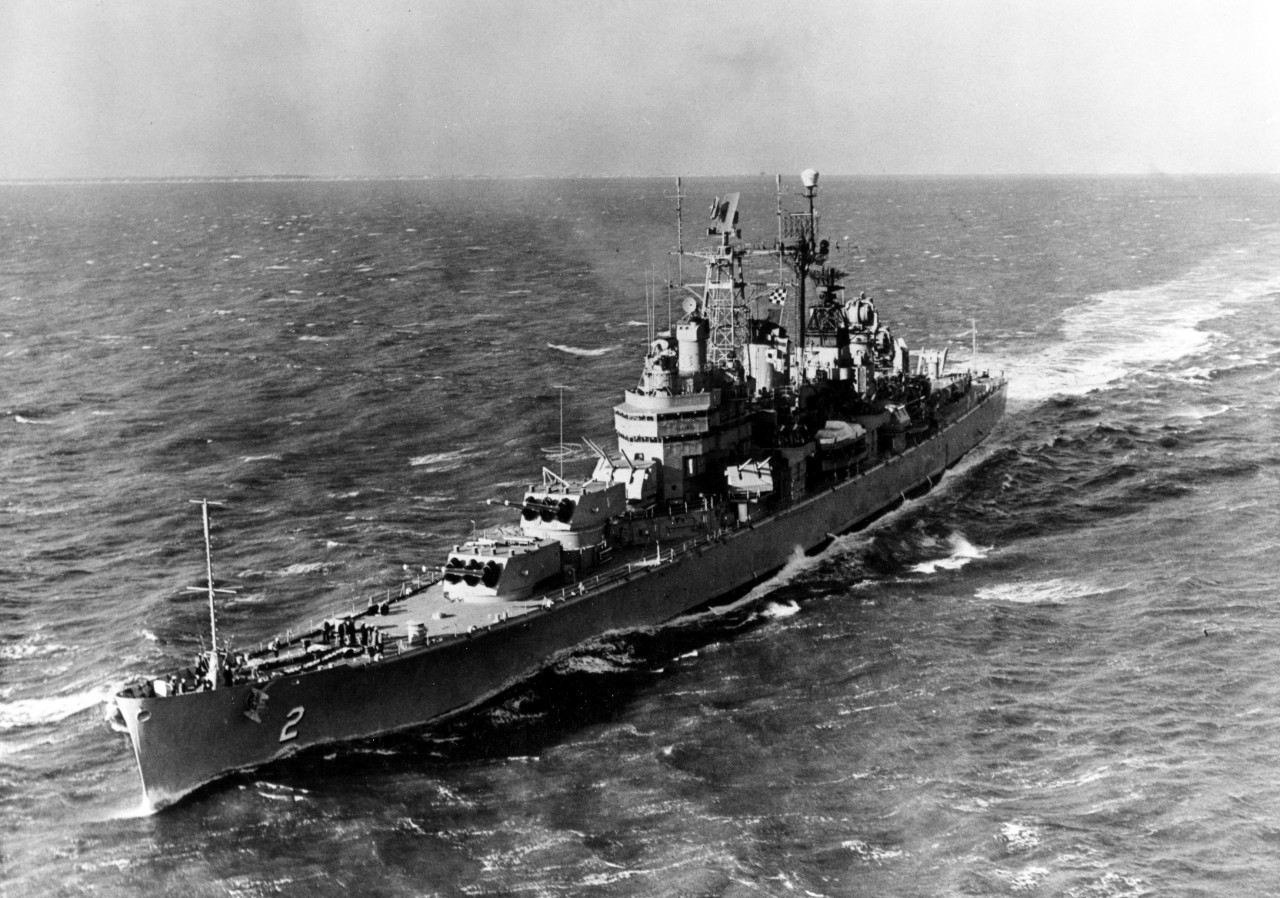 USS Canberra (CAG-2) at sea, February 1966. 