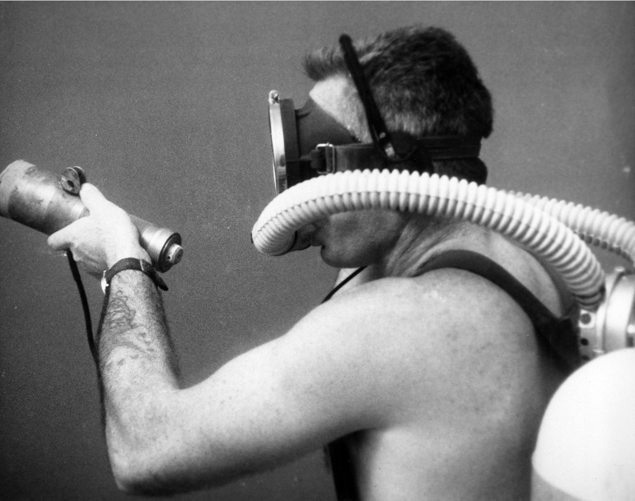 A diver from Underwater Demolition Unit Two, Amphibious Force, US Atlantic Fleet. Circa, July 1964. 