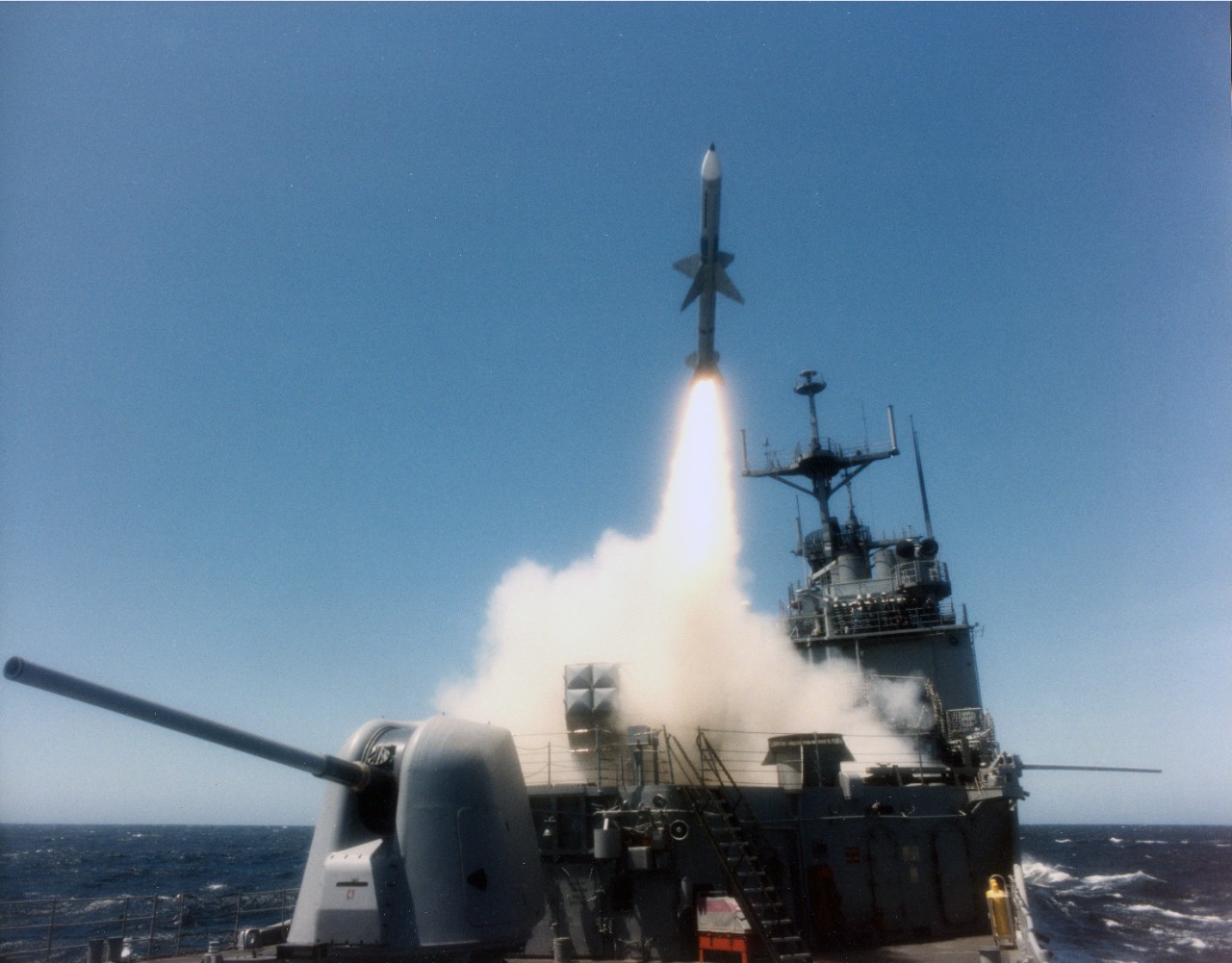 Launching of Sea Sparrow Missile. Unknown ship or date. 