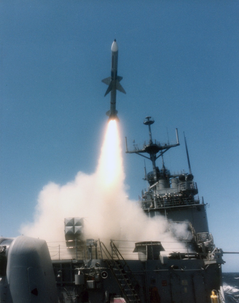 Launching of a Sea Sparrow missile. Unknown ship and date. 