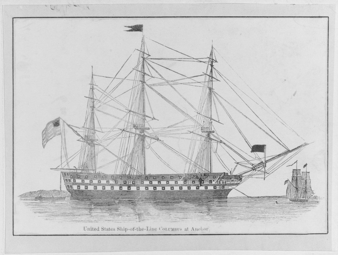 United States Ship-of-the-line "COLUMBUS" at anchor