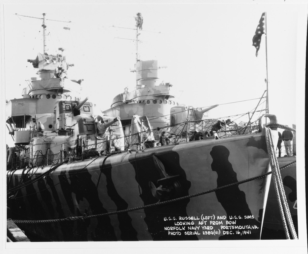 USS RUSSELL (DD-414)-left, and USS SIMS (DD-409)-right