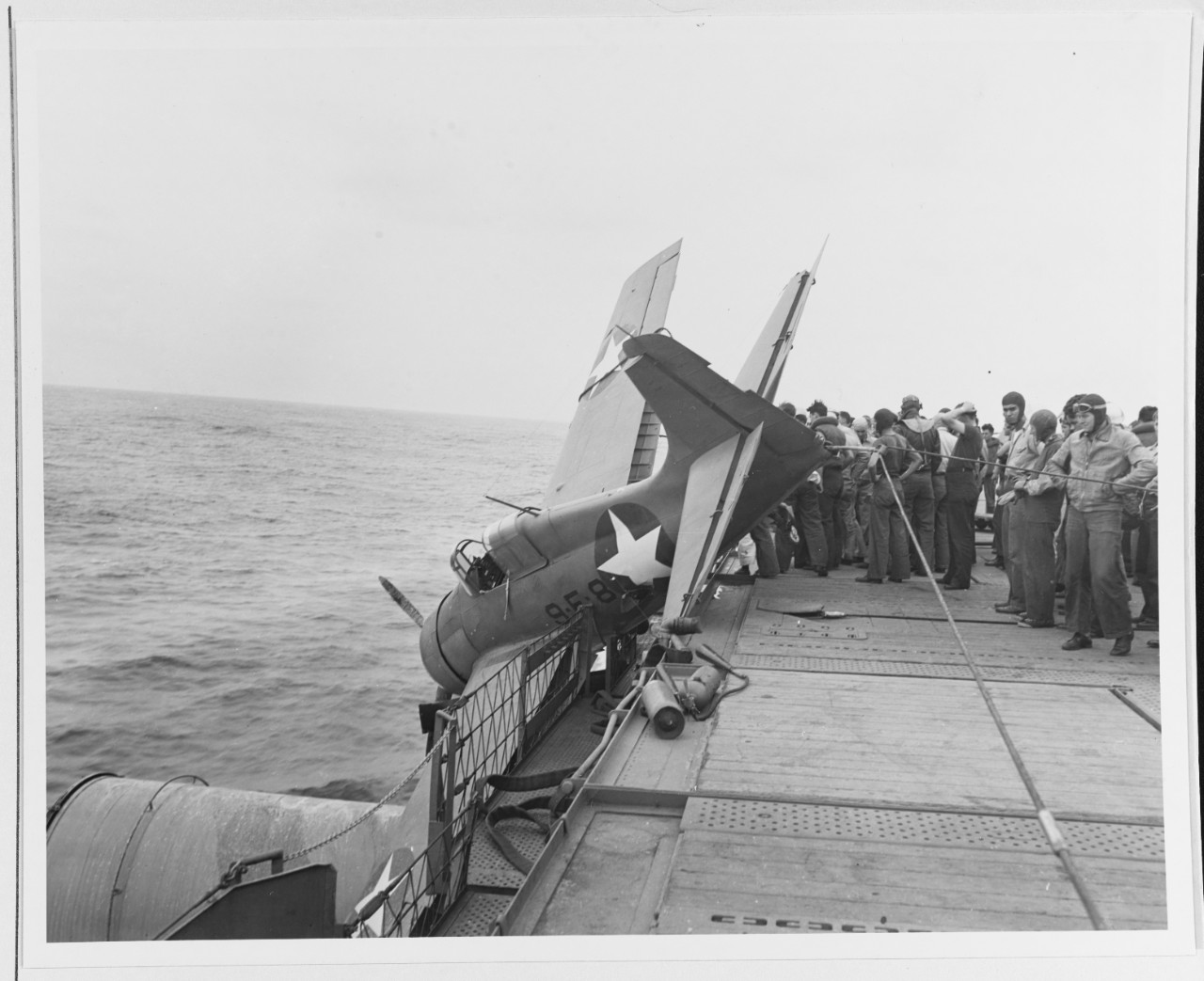 Crash of an F4F-4 "Wildcat" fighter aboard USS RANGER (CV-4)