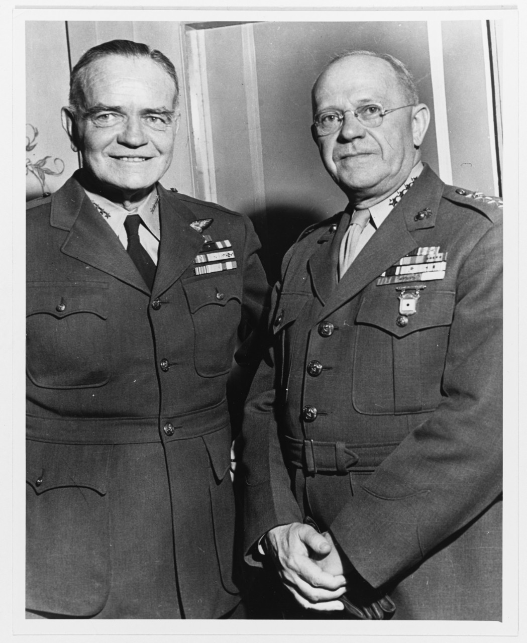 Admiral William F. Halsey, Jr., USN and General Thomas Holcomb, USMC.
