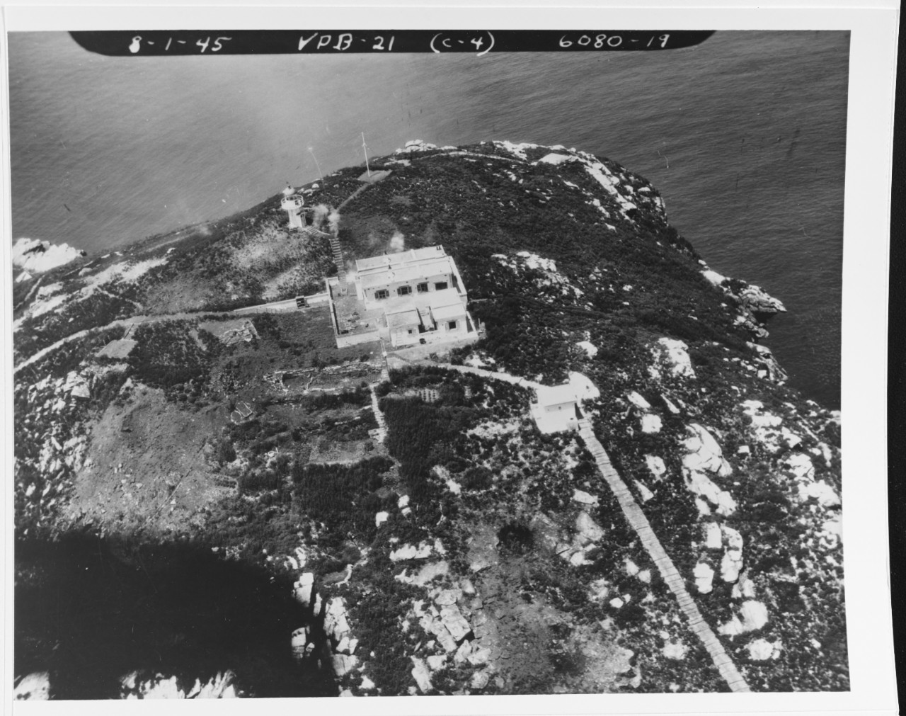 Attack on a light house, off the Kiangsu Province, China, 1 August 1945.