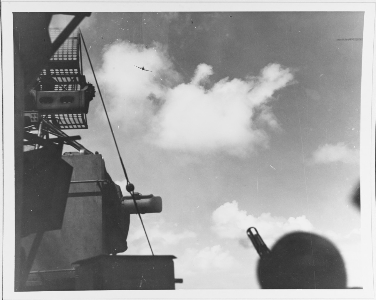 Japanese "Zeke" fighter making a Kamikaze dive on USS LEXINGTON (CV-16)