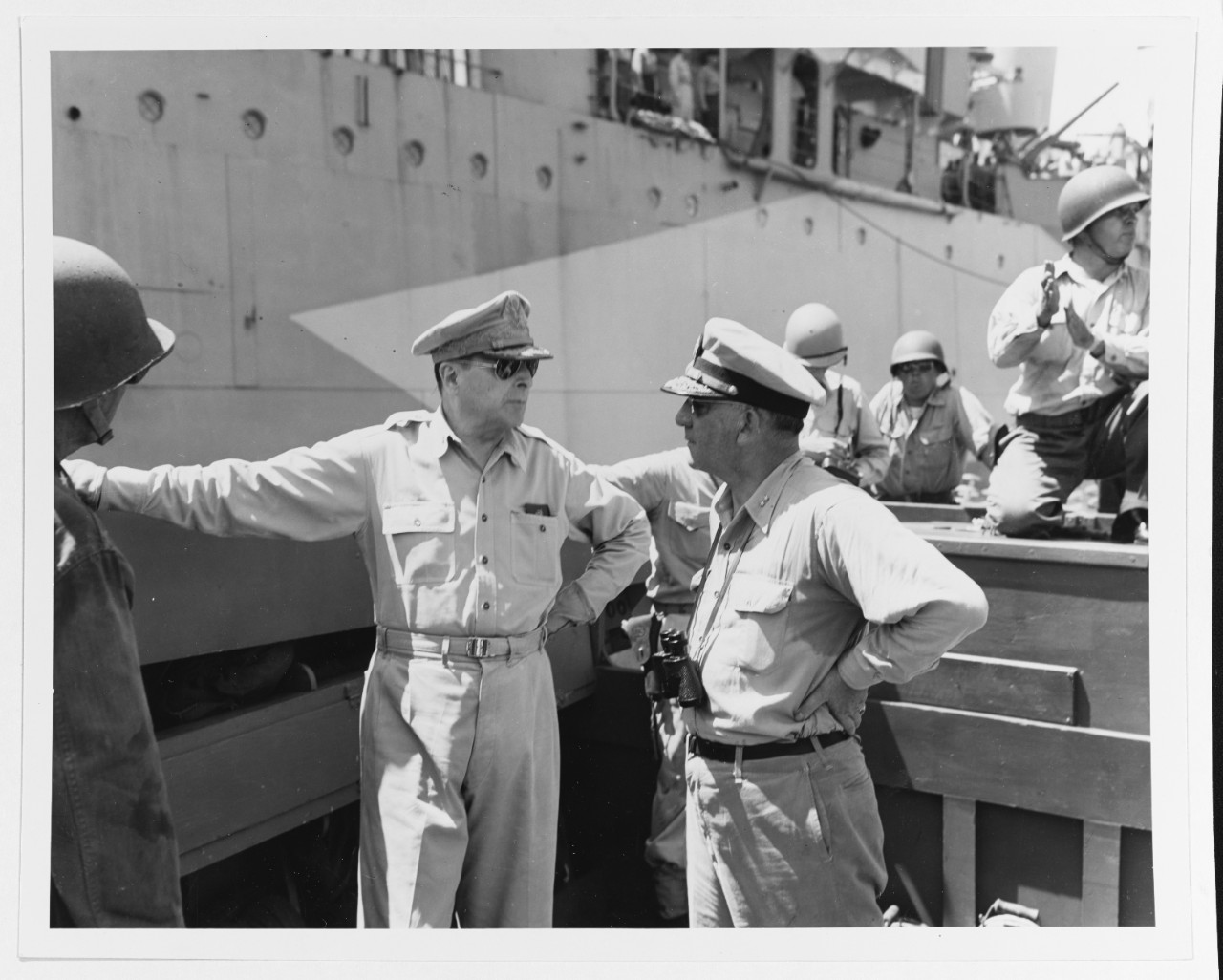 General Douglas MacArthur, USA and Daniel E. Barbey, USN,