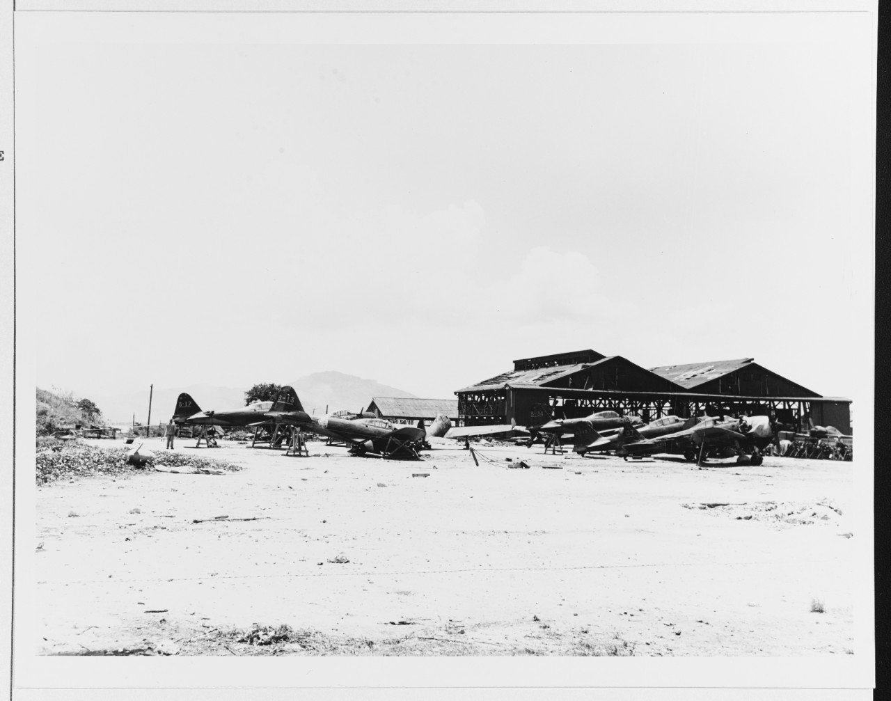 Japanese "Zeke" fighters, Aslito Airfield, Saipan.