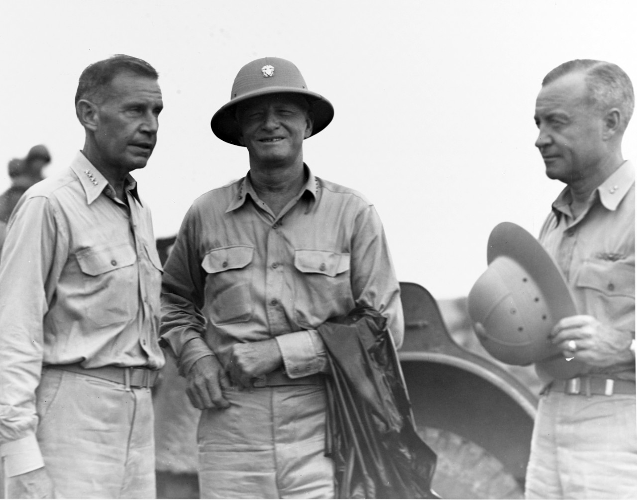 ADM R.A. Spruance; ADM C.W. Nimitz and RADM Forrest Sherman,