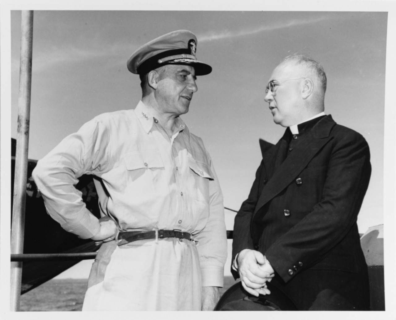 Vice Admiral Daniel E. Barbey USN and Archbishop Francis J. Spellman