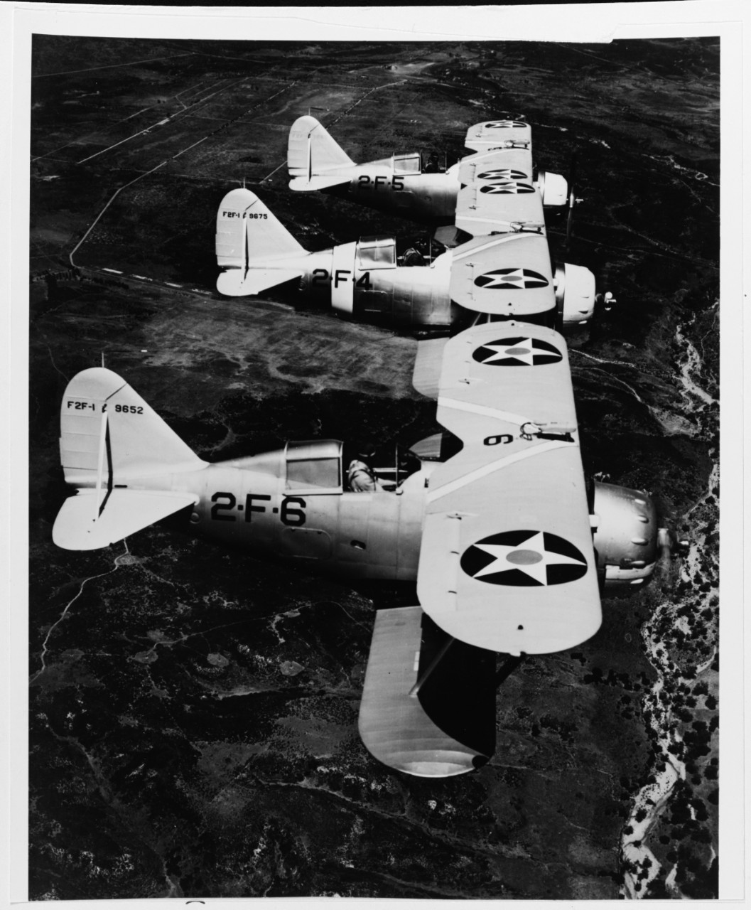 Grumman F2F-1 fighters (Bu. nos. 9652, 9675 and 9665)