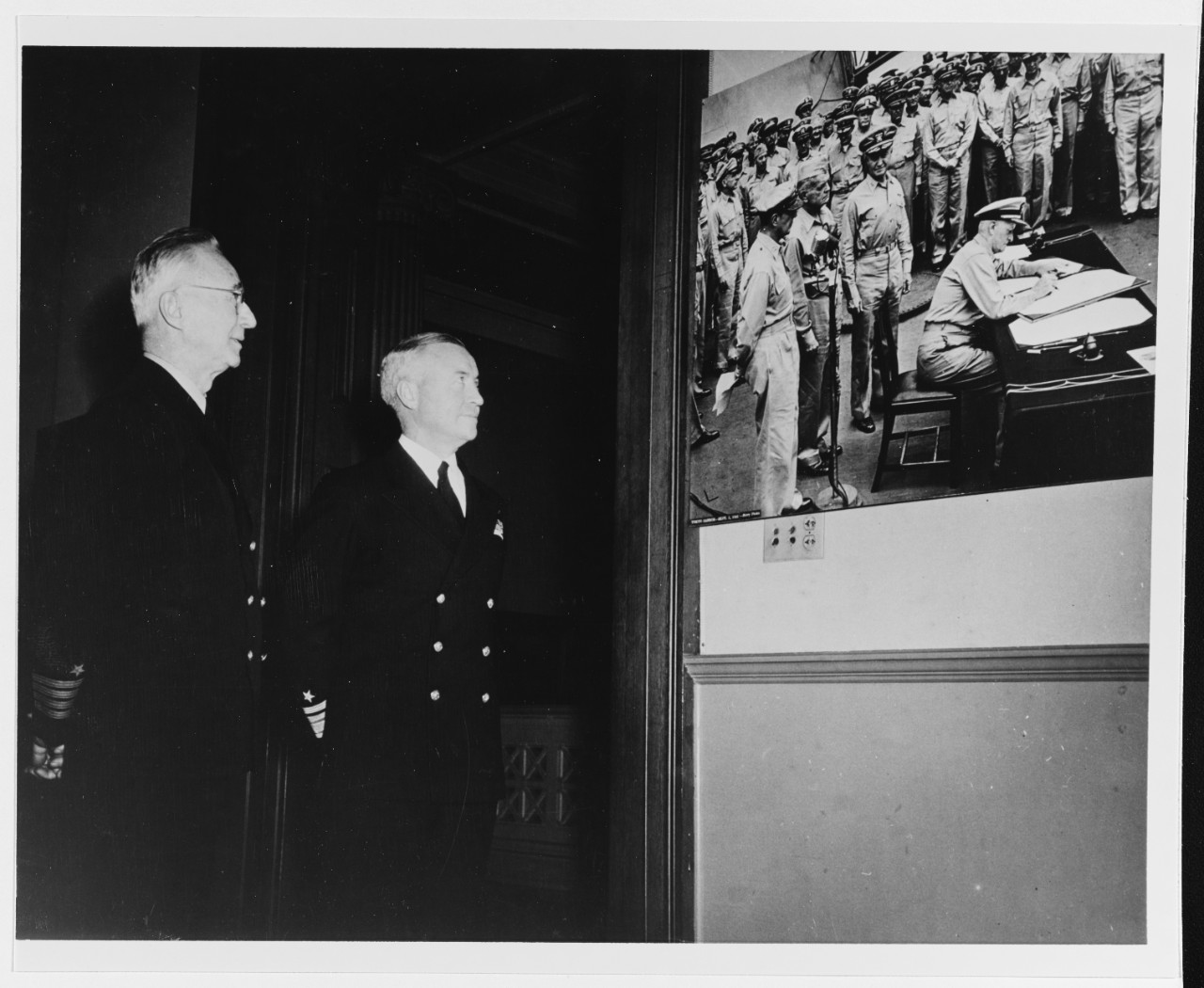 Captain Edward J. Steichen, USNR, and Rear Admiral Forrest P. Sherman at the Corcoran Art Gallery