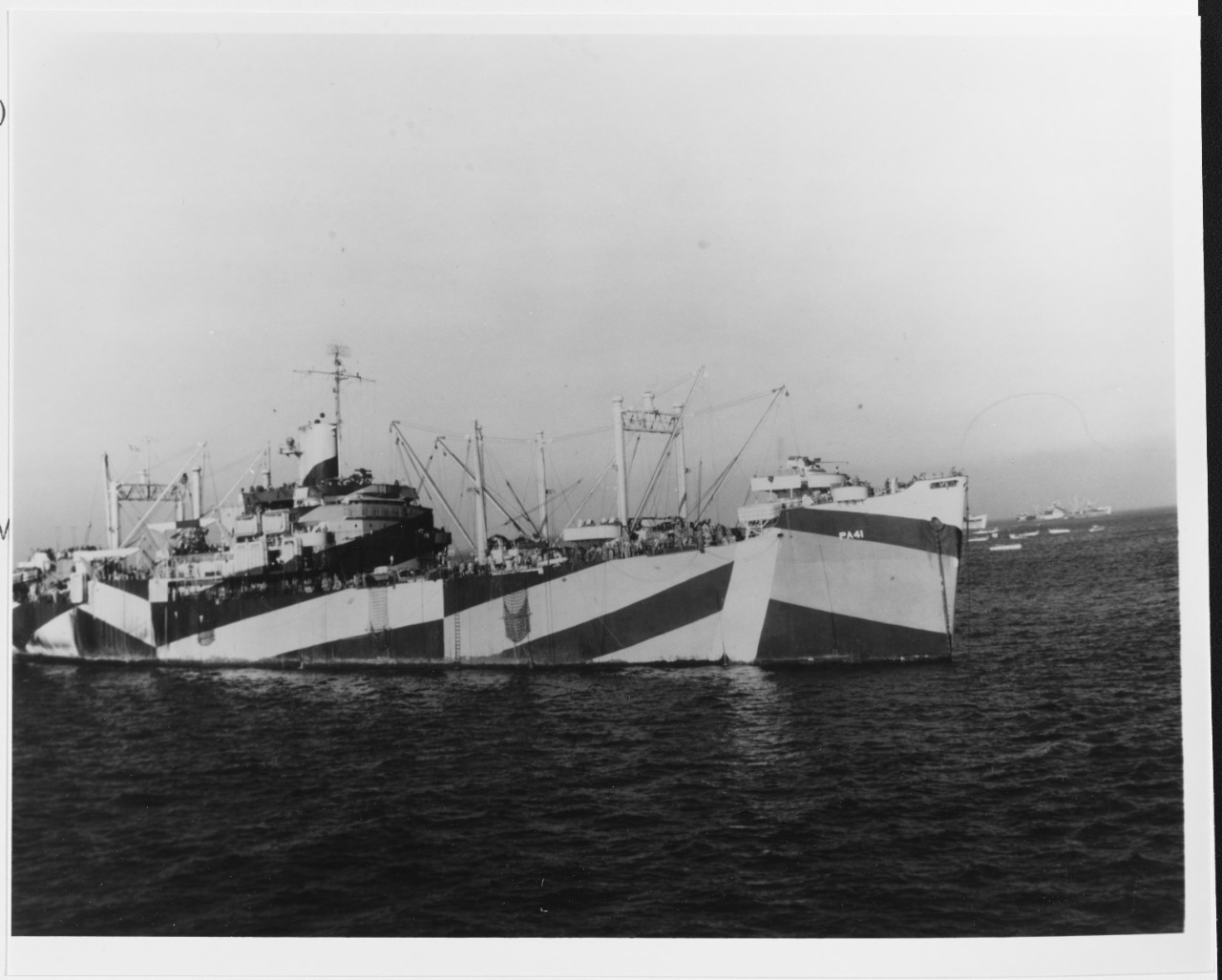 USS DU PAGE (APA-41) unloading in Lingayen Gulf, 9 January 1945